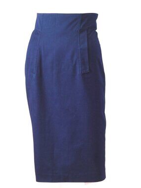 Philosophy Di Alberta Ferretti Navy Cotton Pencil Skirt NWT - Italy
